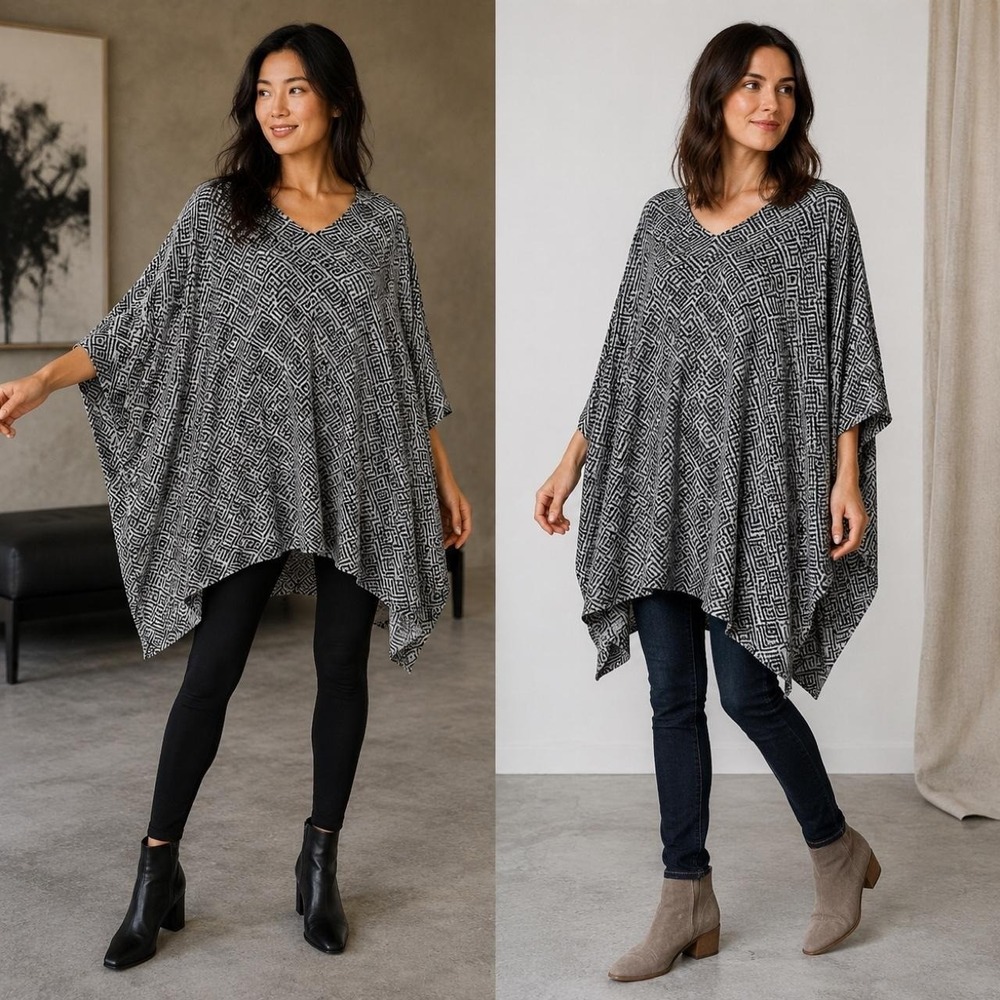Charming Charlie Women's S Oversized Geometric Blanket Coat Poncho NWT Boho